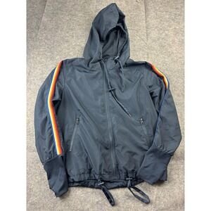 ZYIA ACTIVE Women's M Navy Rainbow Stripe Athletic Windbreaker Bomber Jacket Gym